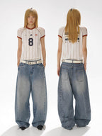 Dry Mesh Striped Sports Jersey T-Shirt