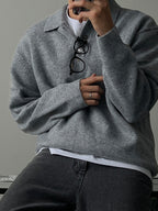 Mens Lapel Polo Knit Sweater