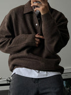 Mens Lapel Polo Knit Sweater