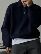 Mens Lapel Polo Knit Sweater
